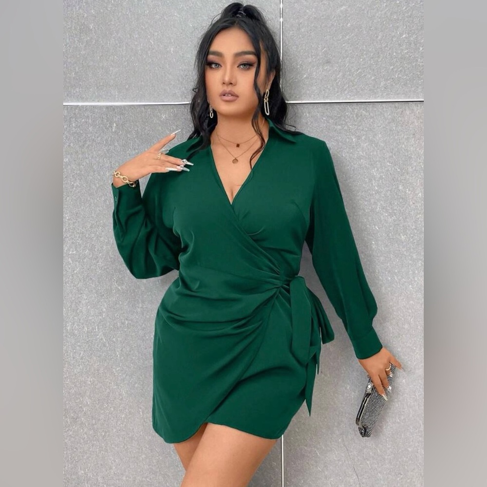 Elegant Green Wrap Dress
